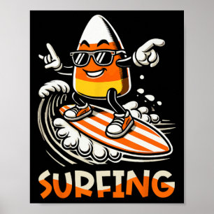 Surfen Candy Corn Funny Halloween Design Poster
