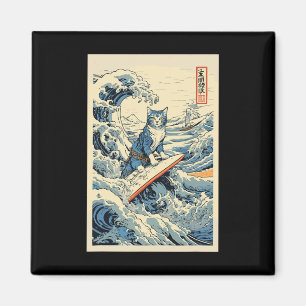 Surfen Cat Hokusai Great Wave Off Kanagawa Japane Magnet