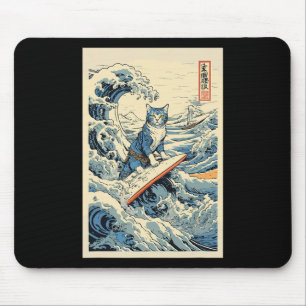 Surfen Cat Hokusai Great Wave Off Kanagawa Japane Mousepad