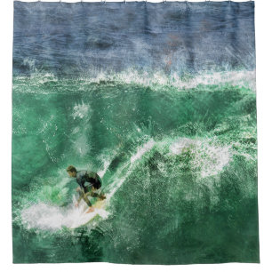 Surfen einer großen Welle Duschvorhang