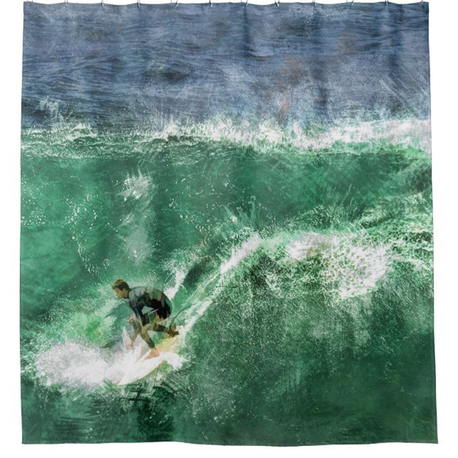 Surfen einer großen Welle Duschvorhang (Vorderseite)