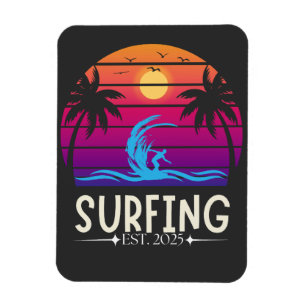 Surfen Est. 2025 Retro Vintage Urlaubsmodus Surfen Magnet