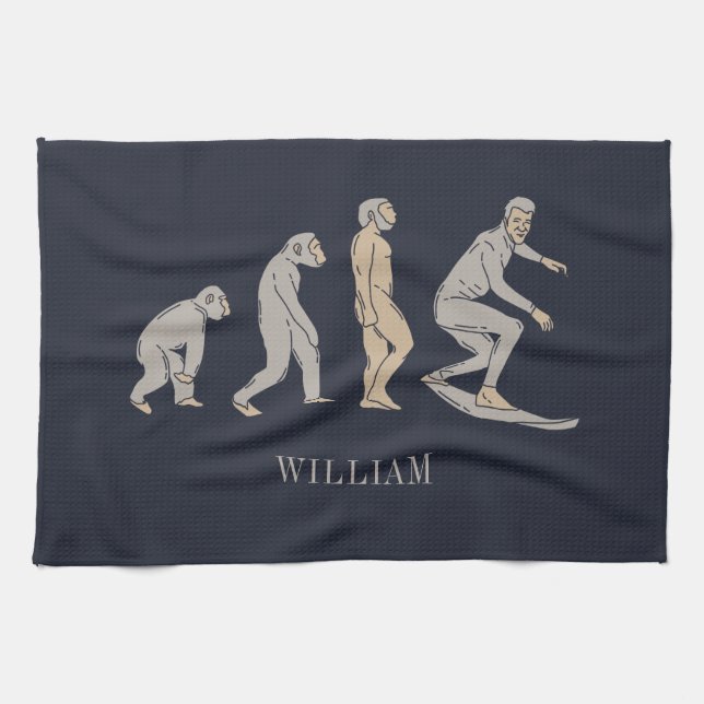 Surfen Evolution Surfboard Beach Sport Geschirrtuch (Horizontal)