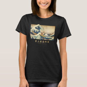 Surfen Fawn Corgi Kanagawa Wave Japanischer Hund T-Shirt