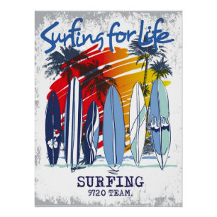 Surfen für Life Poster Lebendige Retro Surf Art