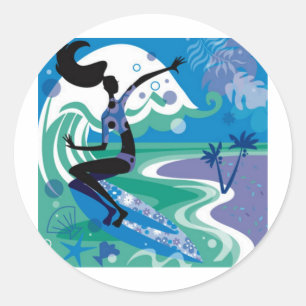 Surfen genießen runder aufkleber