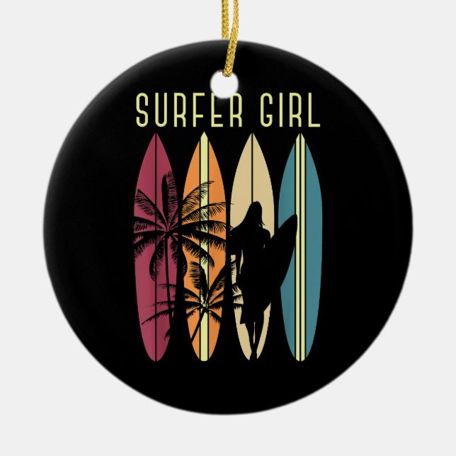 Surfen Girl Surfbrett Surfen Girl's Surfen Keramik Ornament (Vorne)