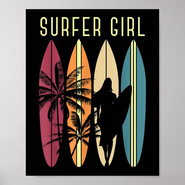 Surfen Girl Surfbrett Surfen Girl's Surfen Poster (Vorne)