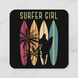 Surfen Girl Surfbrett Surfen Girl's Surfen Quadratische Visitenkarte