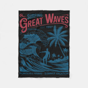 Surfen große Wellen Honolulu Hawaii Sommerferien Fleecedecke