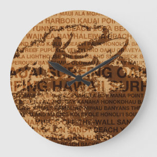 Surfen Hawaii Cutback Imitate Holzuhr Große Wanduhr