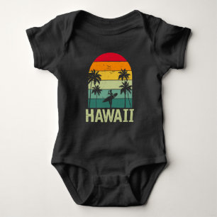 Surfen Hawaii Surfboard Retro Wave Surfer Baby Strampler