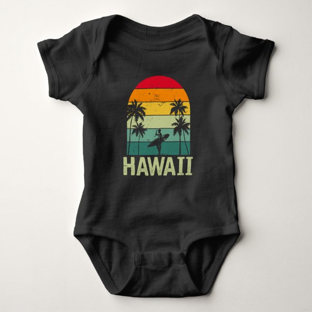 Surfen Hawaii Surfboard Retro Wave Surfer Baby Strampler (Vorderseite)
