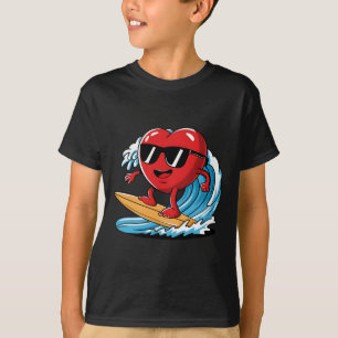 Surfen Herz Reiten Surfbrett Valentinstag Jungen T-Shirt