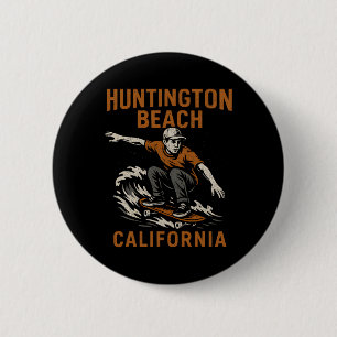 Surfen Huntington Beach Kalifornien Vintage Herren Button