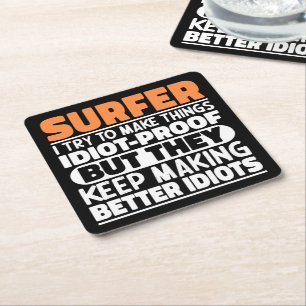 Surfen Ich versuche, Dinge zu machen Lustige Sprüc Rechteckiger Pappuntersetzer