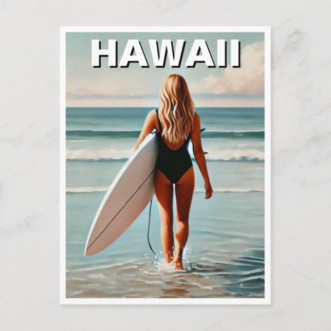 Surfen im Hawaii Surfer Girl Postkarte (Vorderseite)