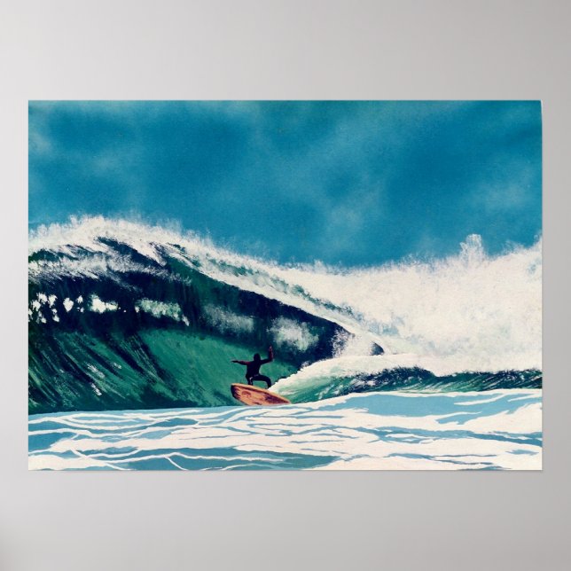 Surfen im Ozean Blue California surfart Poster (Vorne)