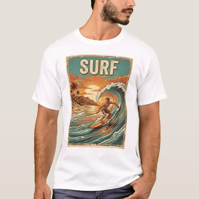 Surfen im Retro-Stil-Design T-Shirt (Vorderseite)