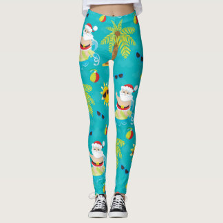 Surfen im Santa Claus für tropische Weihnachten Leggings