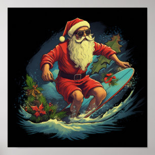Surfen im Santa Claus Holiday-Poster Poster