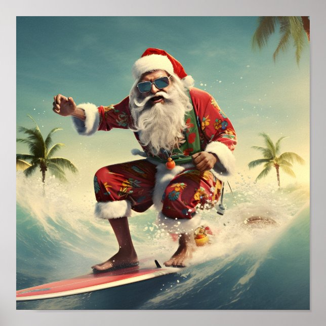 Surfen im Santa Claus Holiday-Poster Poster (Vorne)