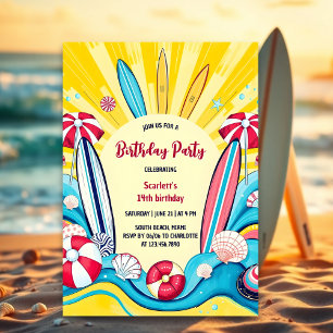 Surfen im Sommer Spaß Beach Surfen Geburtstag Einladung