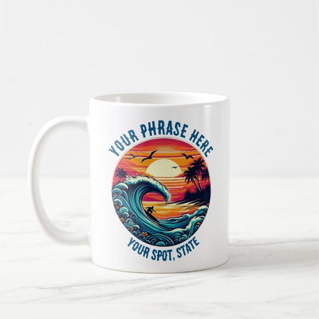 Surfen im Sunset Retro Style Kaffeetasse (Links)