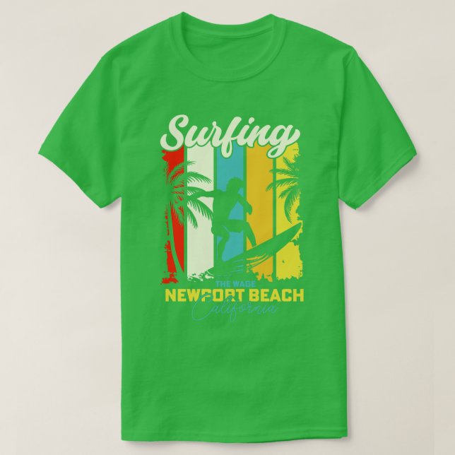 Surfen im Wedge Newport Beach Kalifornien T-Shirt (Design vorne)
