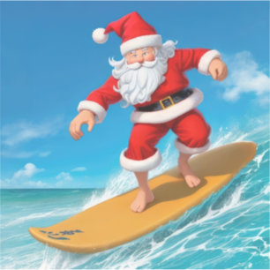Surfen im Weihnachtsmann Aufkleber