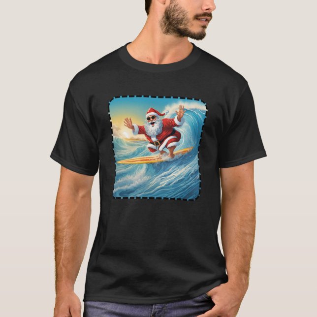 Surfen im Weihnachtsmann T-Shirt (Vorderseite)