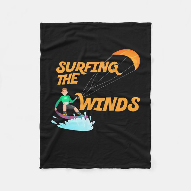 Surfen im Wind Fleecedecke (Vorderseite)
