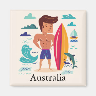 Surfen in Australien Individuelle Name Magnet