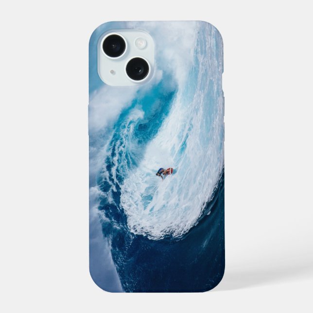 Surfen in den Röhren iPhone 15 Hülle (Rückseite)