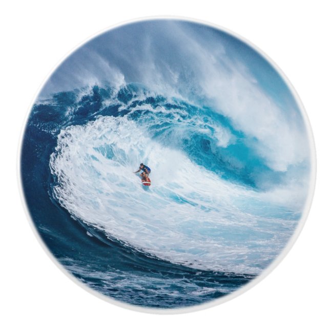 Surfen in den Röhren Keramikknauf (Vorderseite)