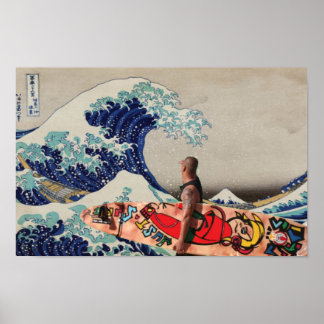 Surfen in der großen Welle Poster