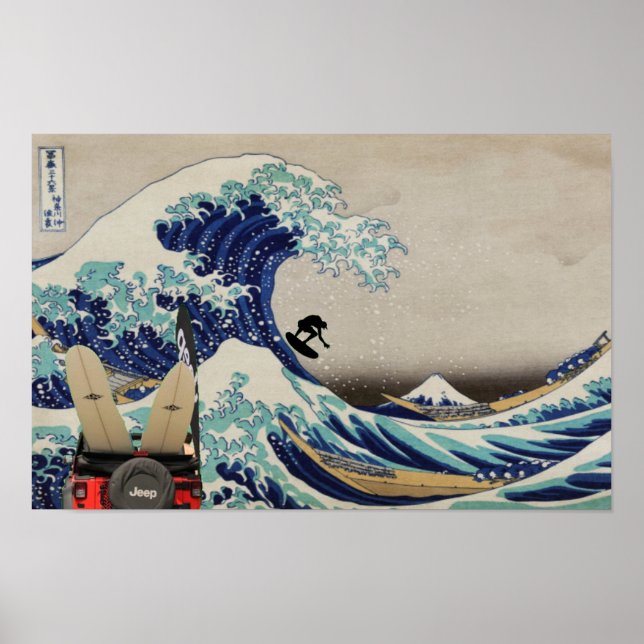 Surfen in der großen Welle Poster (Vorne)