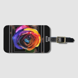 Surfen in der Regenbogen-Rose Gepäckanhänger