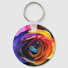 Surfen in der Regenbogen-Rose Schlüsselanhänger
