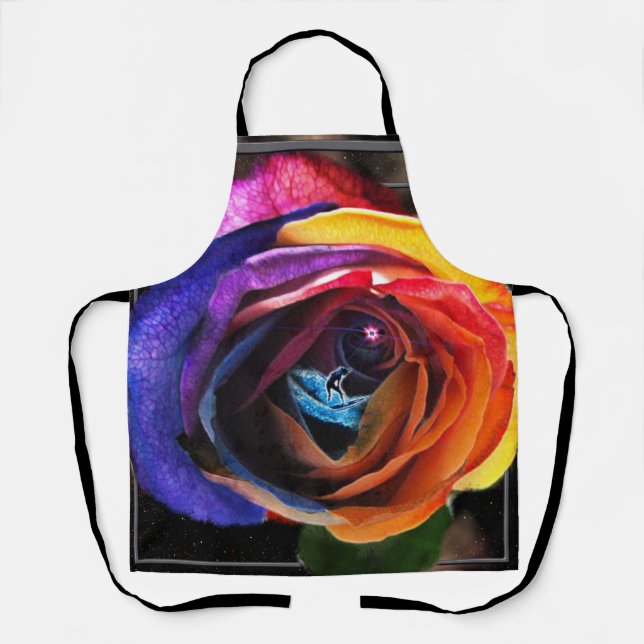 Surfen in der Regenbogen-Rose Schürze (Vorderseite)