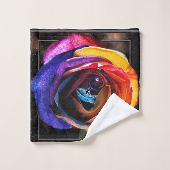 Surfen in der Regenbogen-Rose Waschlappen (Waschlappen)