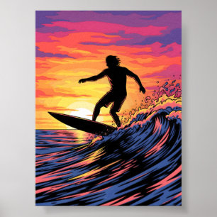 Surfen in einem sonnigen Pop Poster