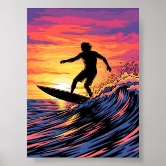 Surfen in einem sonnigen Pop Poster