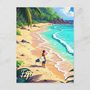 Surfen in Fidschi Postkarte