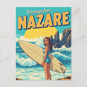 Surfen in Nazare Portugal Postkarte