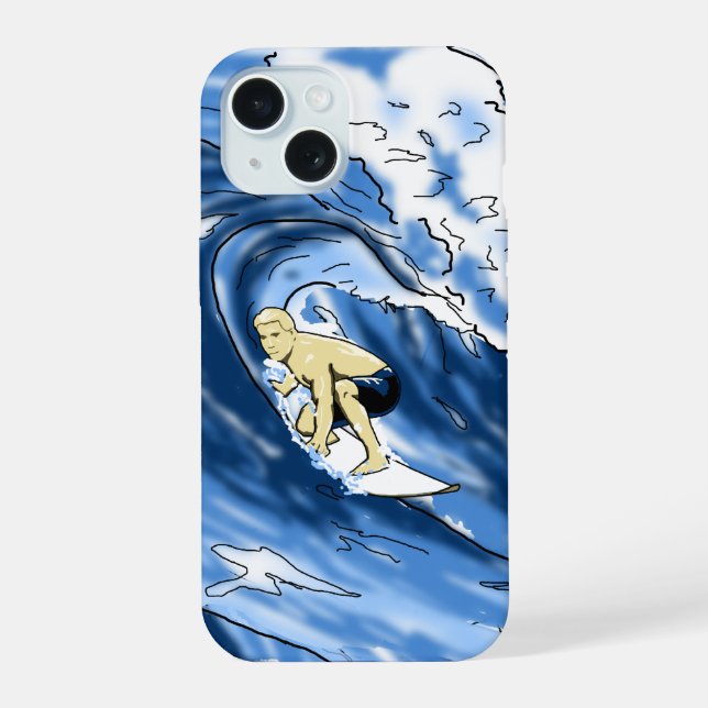 Surfen iPhone 15 Hülle (Rückseite)