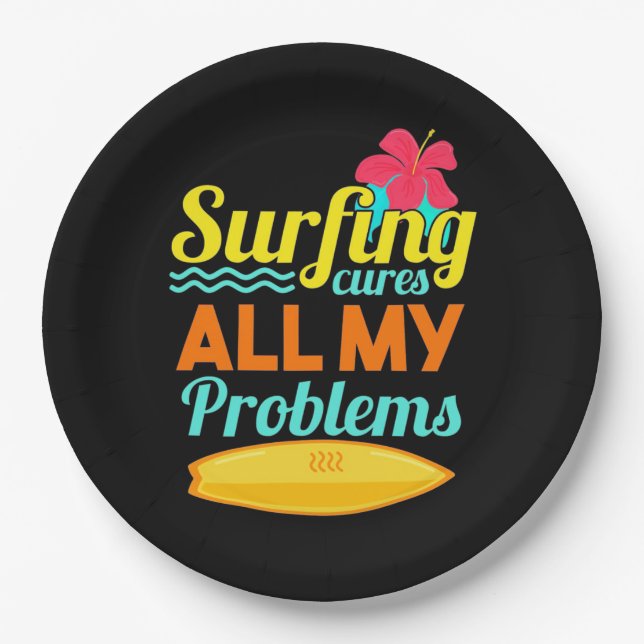 Surfen ist alles meine Probleme Pappteller (Vorderseite)