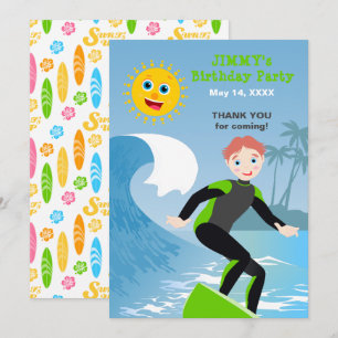 Surfen ist auf Jungs Geburtstagsfeier Dankeskarte