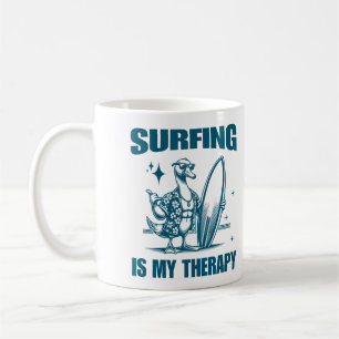 Surfen ist meine Therapie Gänsefisch Kaffeetasse