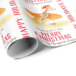 Surfen Känguru niedliche Aquarellwein Weihnachten Geschenkpapier